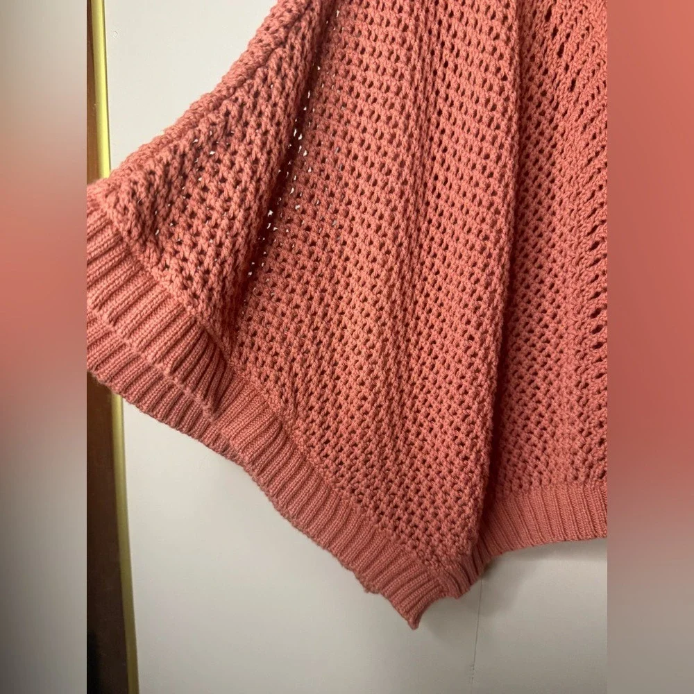 essica Simpson Open‎ Crochet Batwing Sweater Rust Boho Festival Medium - Picture 4 of 6